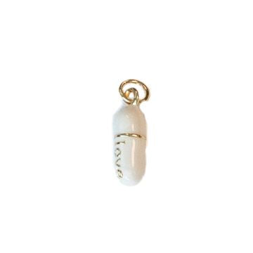 Gold White Love Pill Charm