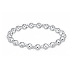 Polished silver beaded stretch bracelet with uniformly sized reflective round beads