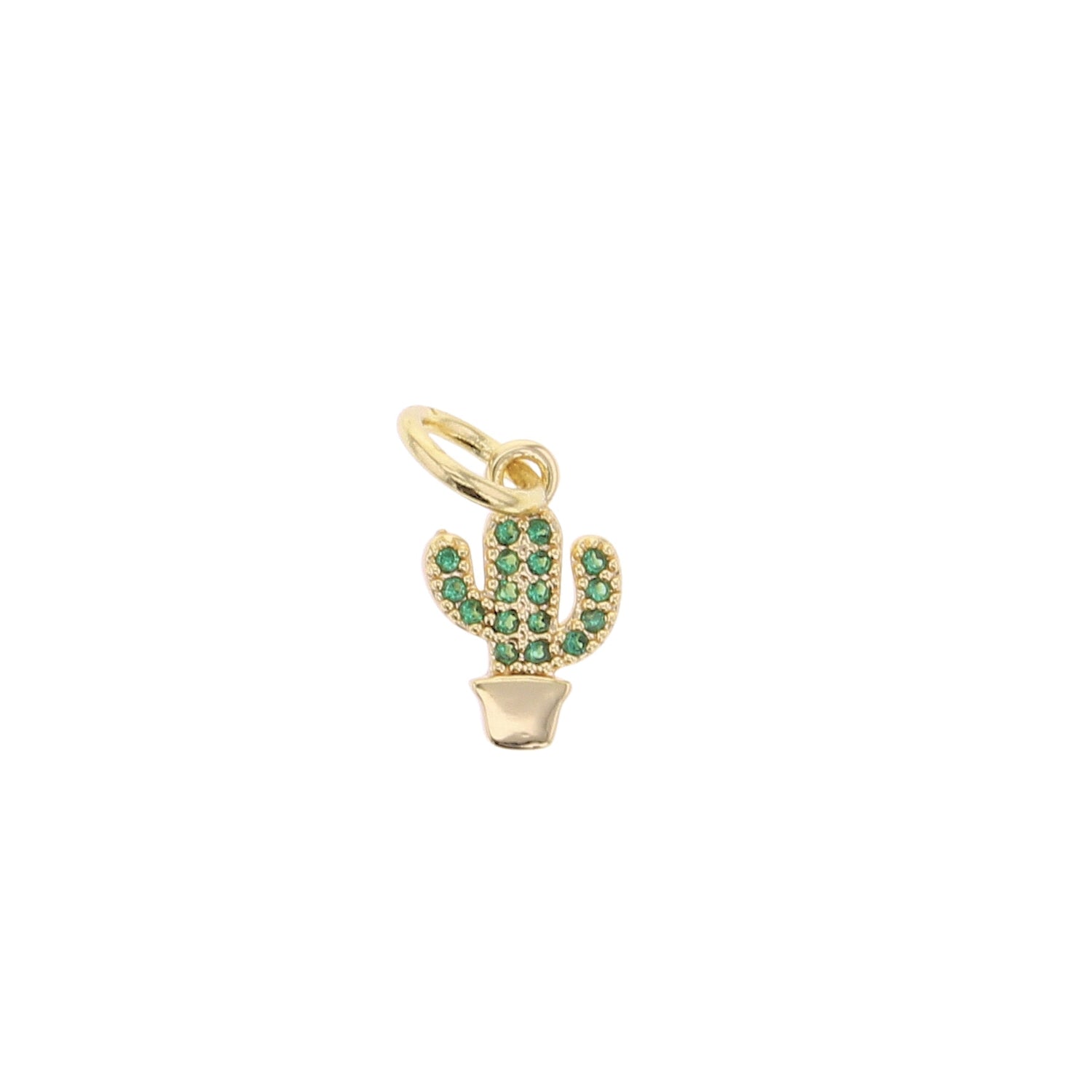 Green and Gold CZ Cactus Charm