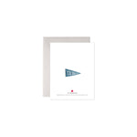 Greeting card with a blue pennant illustration reading You Did It