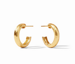 Pair of gold hoop earrings with a hammered texture