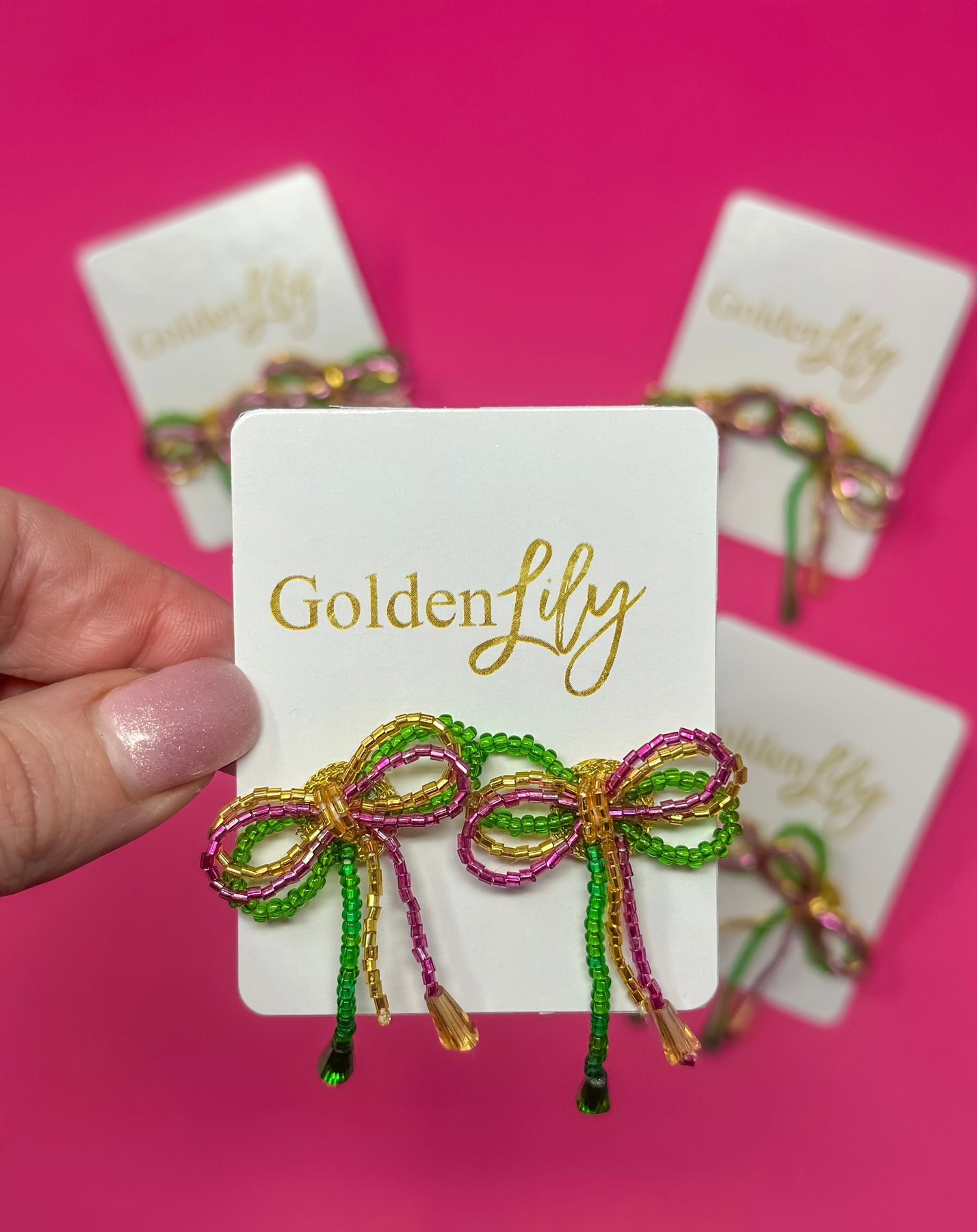 MG Mini Bead Bow Earrings