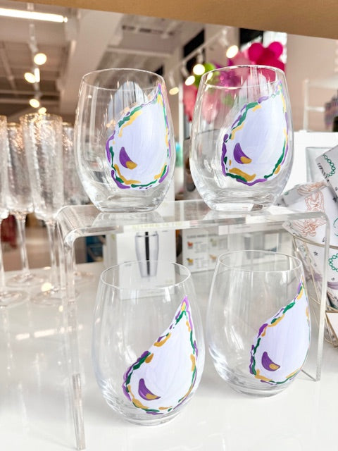 Mardi Gras Oyster Wine Glass
