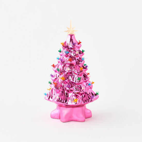 Vintage Lighted Pink Tree w/Birds