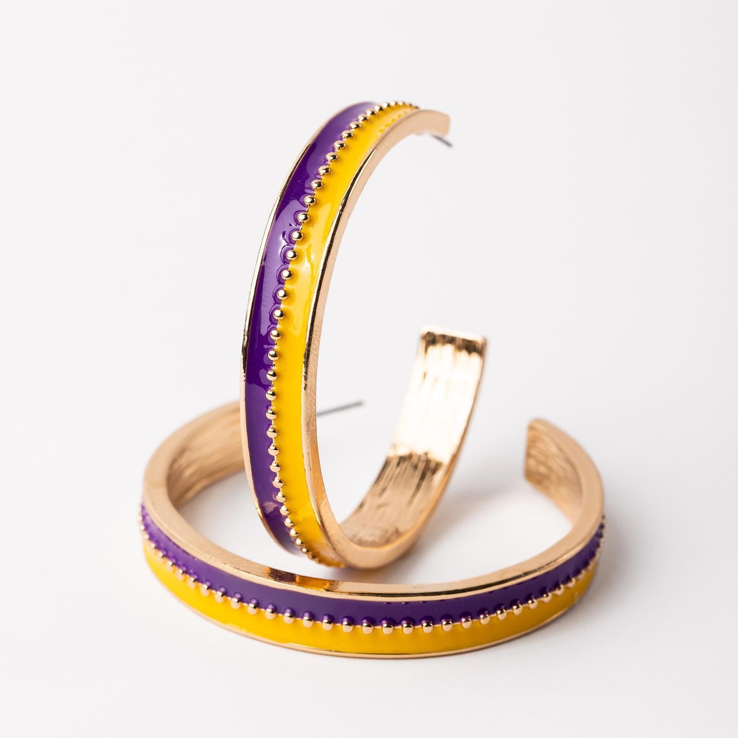 L - Meaghan Earrings Purple & Gold