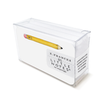 Clear plastic box containing E Frances Little Notes with a pencil illustration