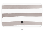 Rectangular card with three horizontal grey watercolor stripes on a white background