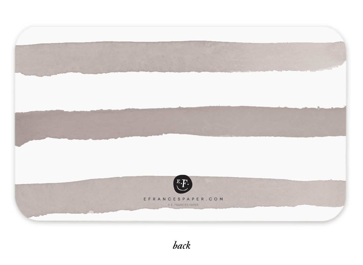 Rectangular card with three horizontal grey watercolor stripes on a white background