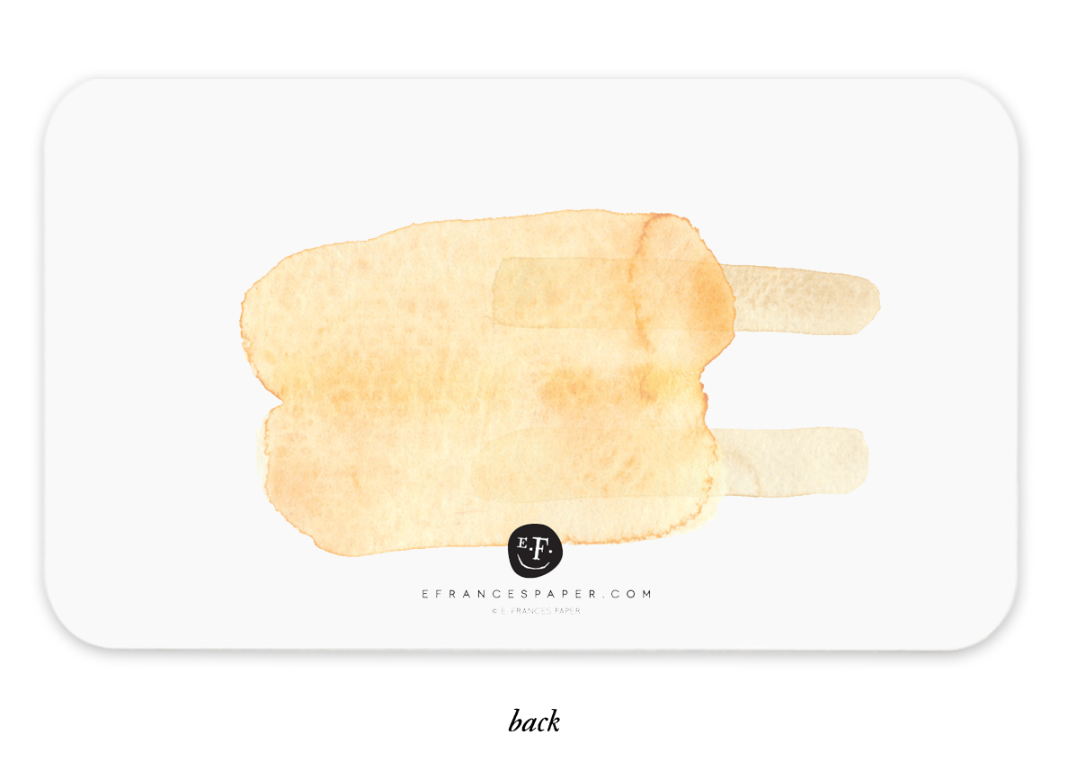 Yellow watercolor wash on a white rectangular card with rounded corners
