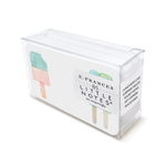 Clear plastic box containing E Frances Little Notes with watercolor popsicle illustrations