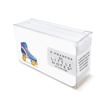Clear plastic box containing E Frances Little Notes stationery with a roller skate illustration