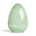 Glass decorative egg light green with crackled translucent texture and glossy surface