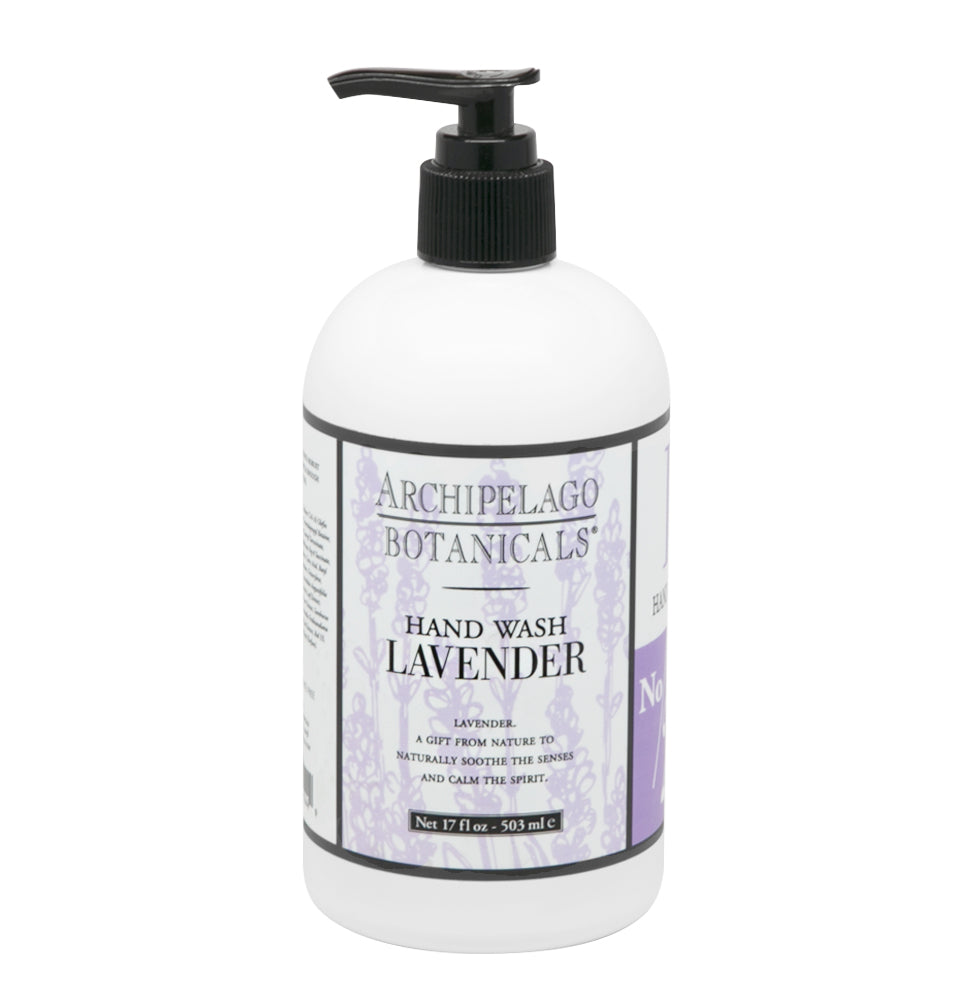 Archipelago Botanicals lavender hand wash in a white pump bottle