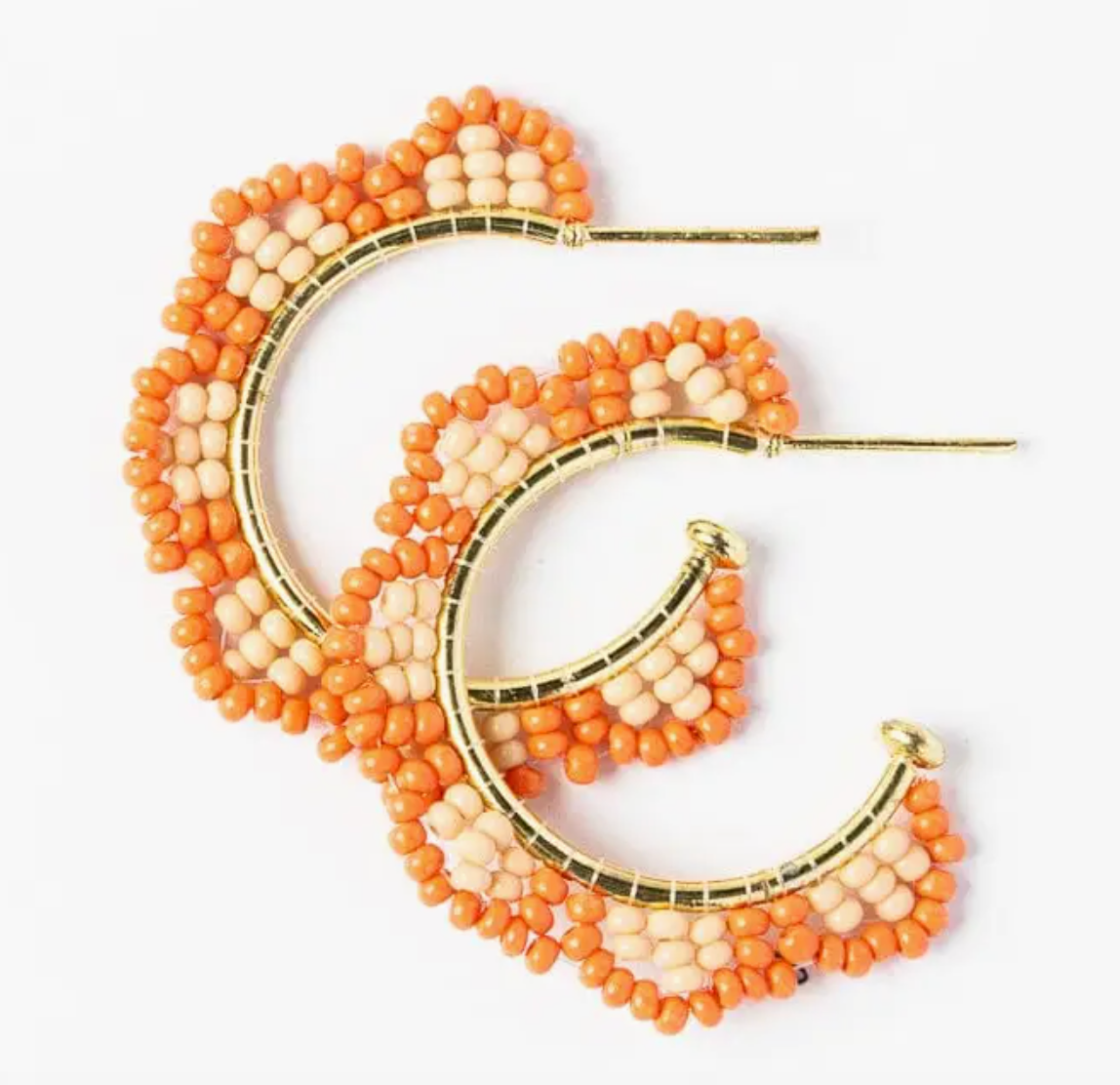 Luna Beaded Scallop Hoop Coral