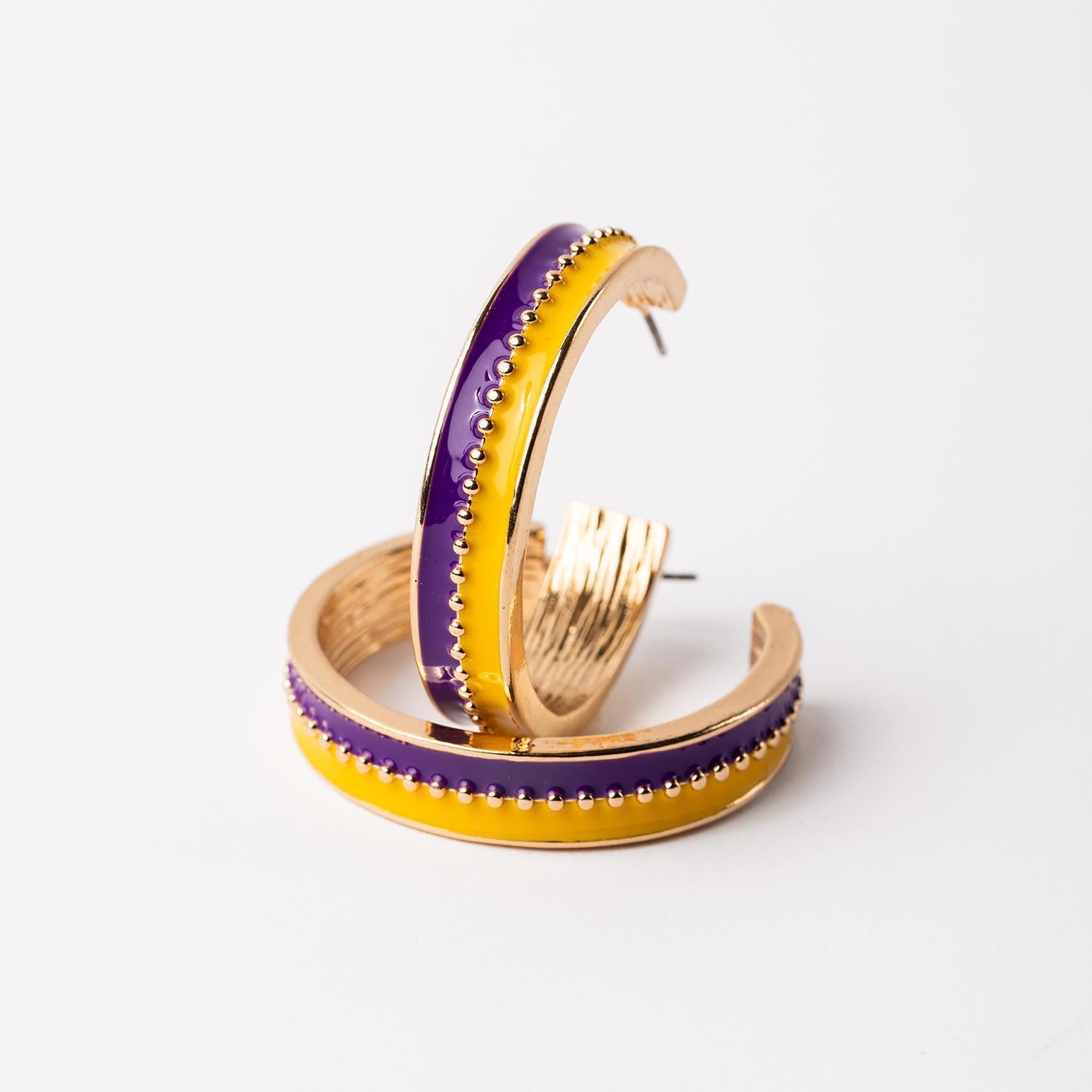 M - Meaghan Earrings Purple & Gold