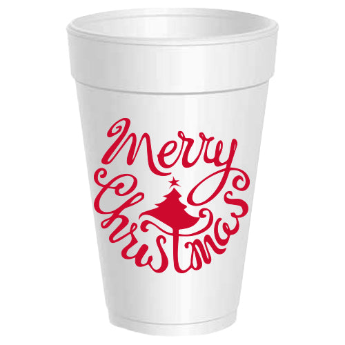 Christmas Swirl Tree Styrofoam Cups