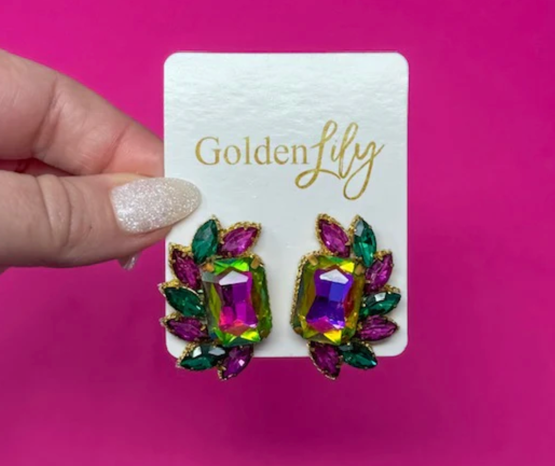MG Iridescent Fan Stud Earrings