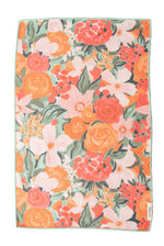 Textile pattern by Crae featuring a dense floral design with vibrant coral roses, soft pink daisies, and rich orange blossoms among mint green leaves