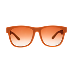 Orange sunglasses with gradient lenses on a white background