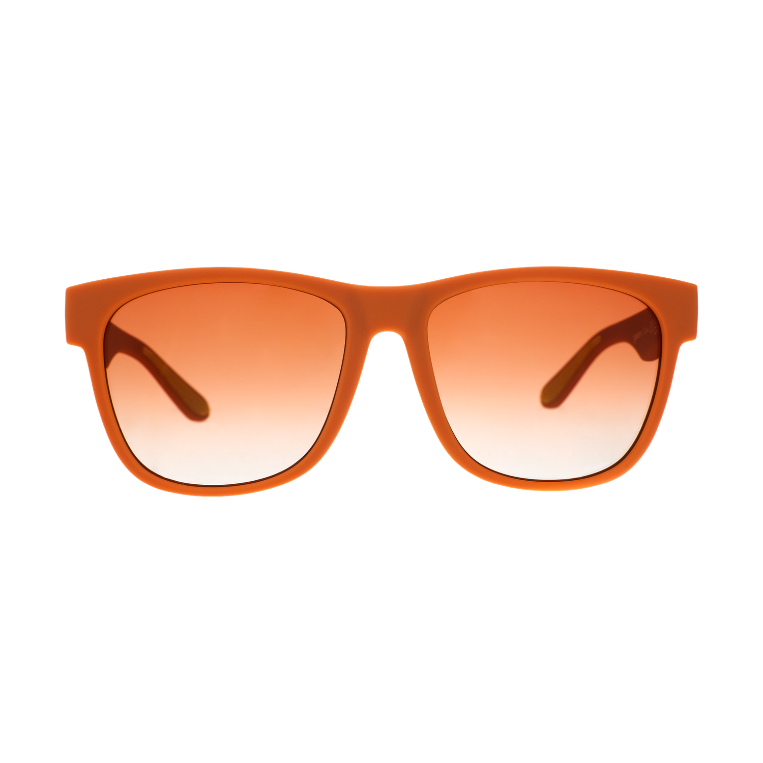 Orange sunglasses with gradient lenses on a white background