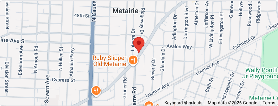 Map of Metairie with Phina location pinpointed.
