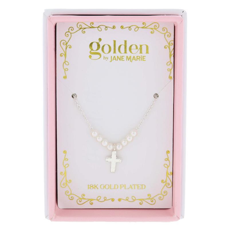 Mini Pearls and Cross Necklace