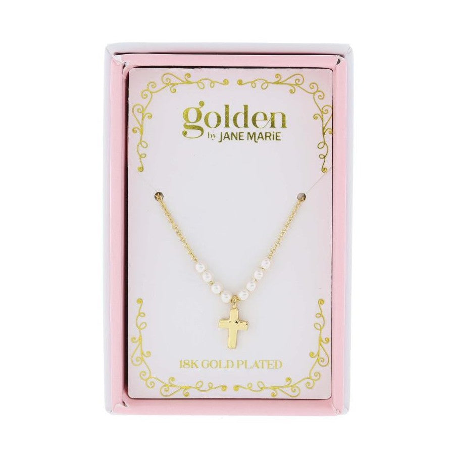 Mini Pearls and Cross Necklace