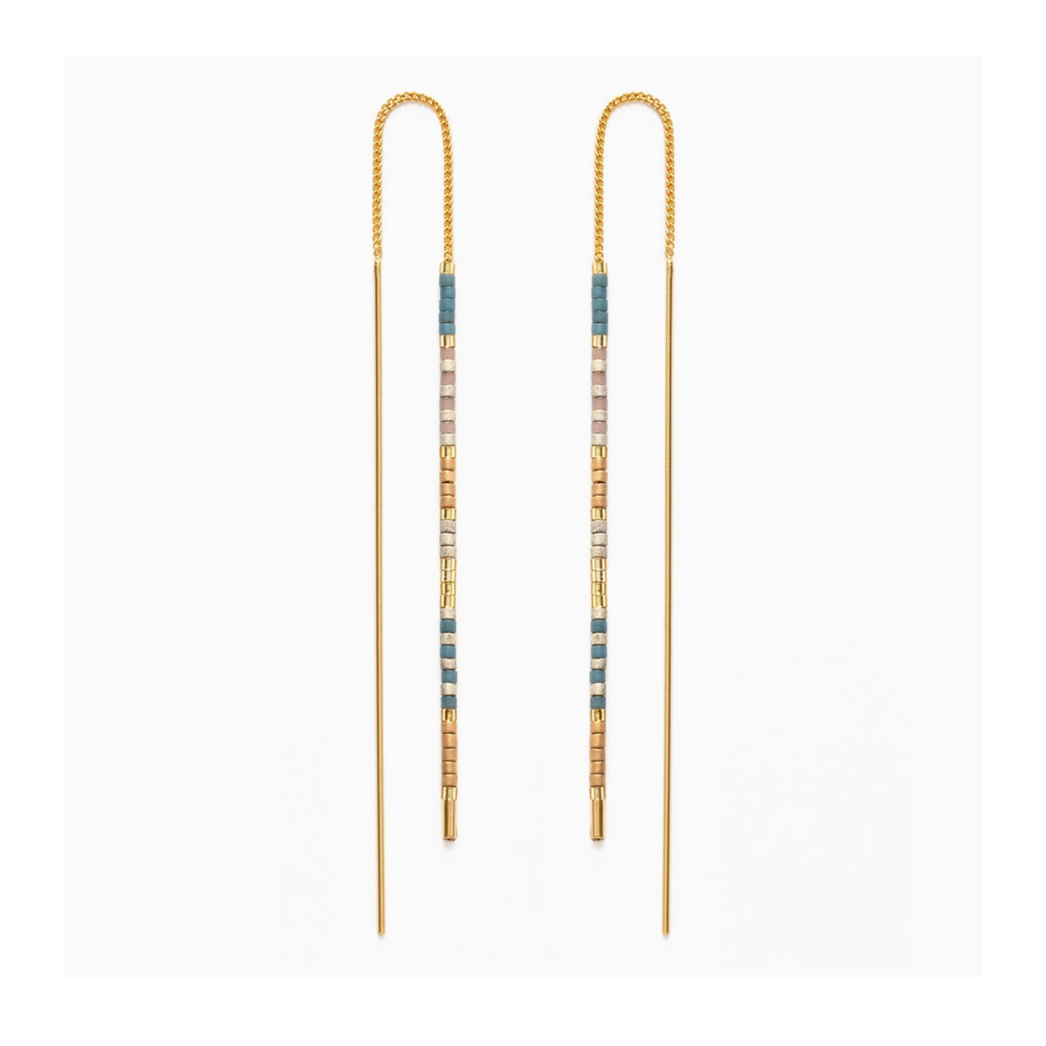 Miyuki Threader Earrings Sky