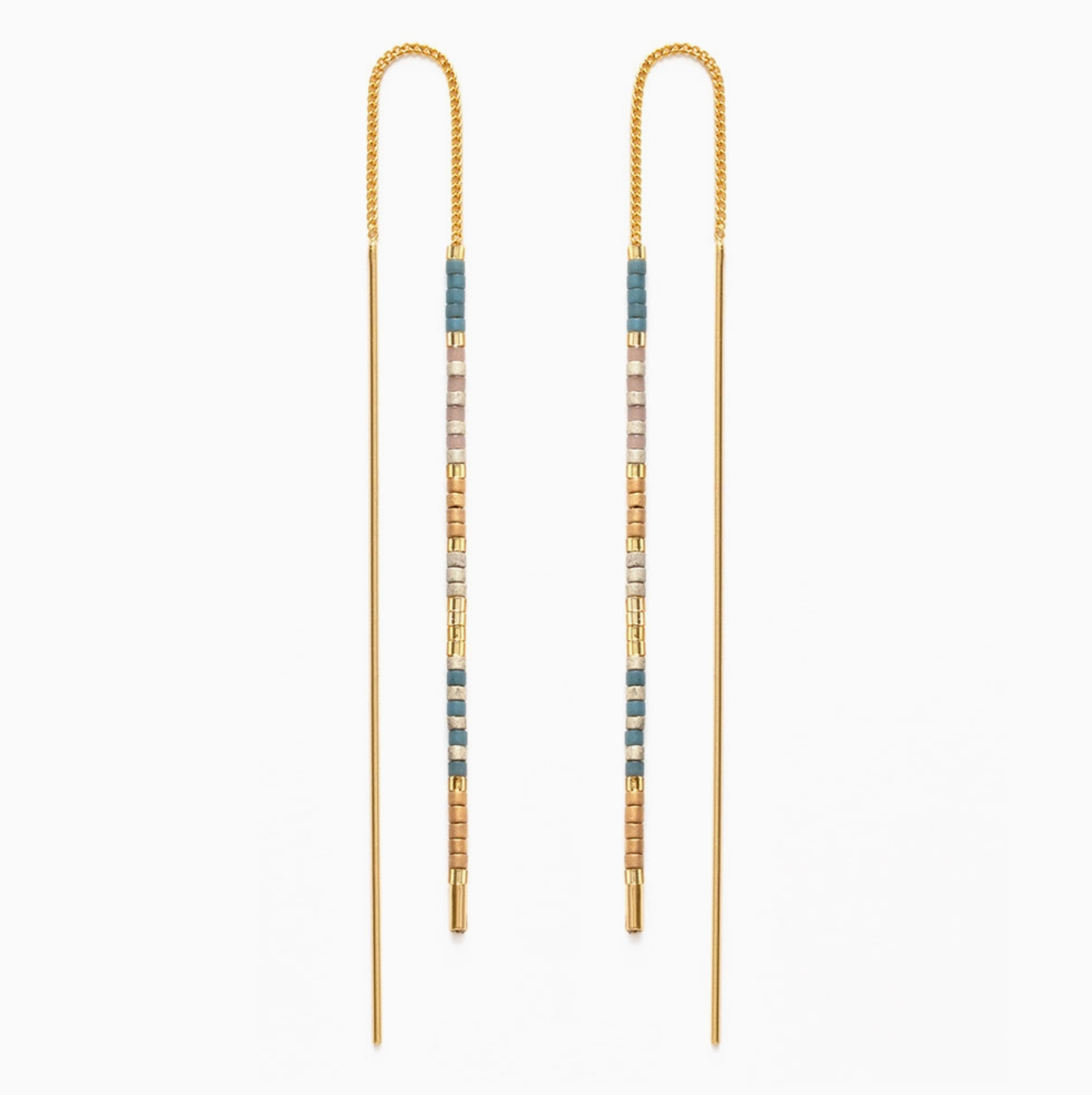Miyuki Threader Earrings Sky