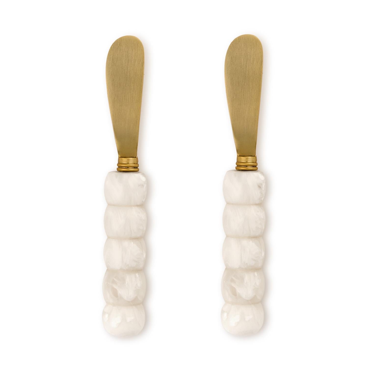 Modern Pop Set of 2 White Beaded Spreaders on Gift Card