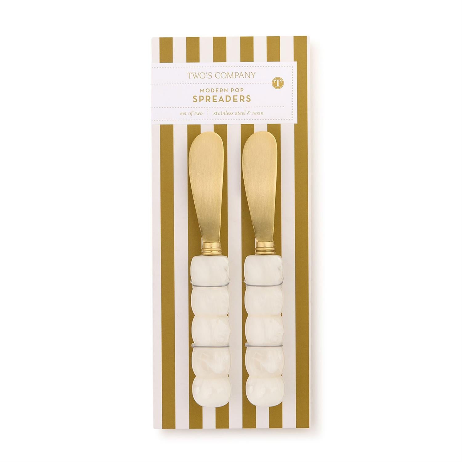 Modern Pop Set of 2 White Beaded Spreaders on Gift Card