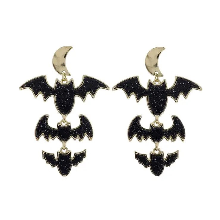 Moon with Bats Earring