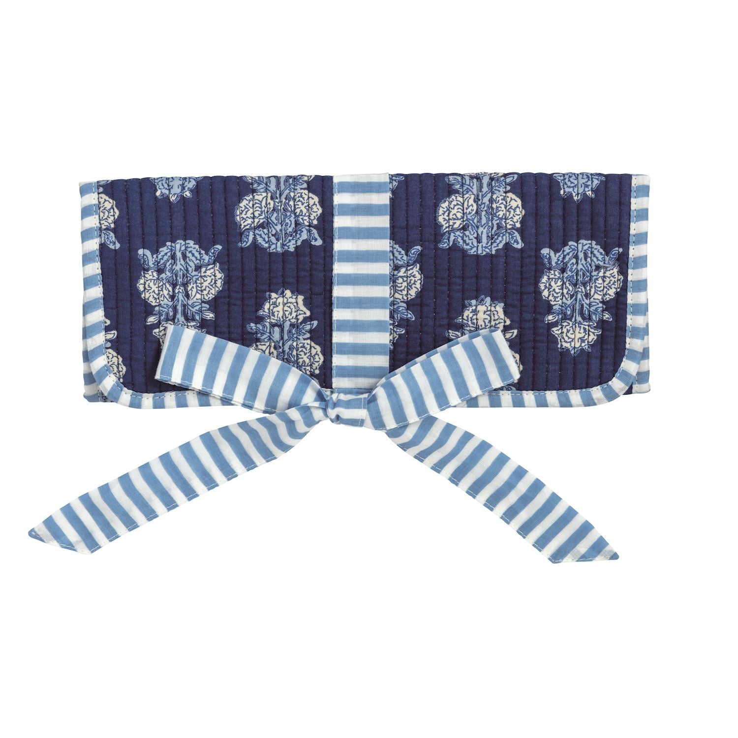 Navy Block Print Jewelry Roll