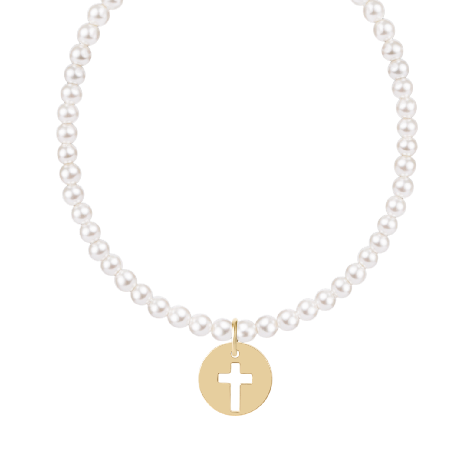 Pearl 3mm Bracelet Blessed Gold Disc
