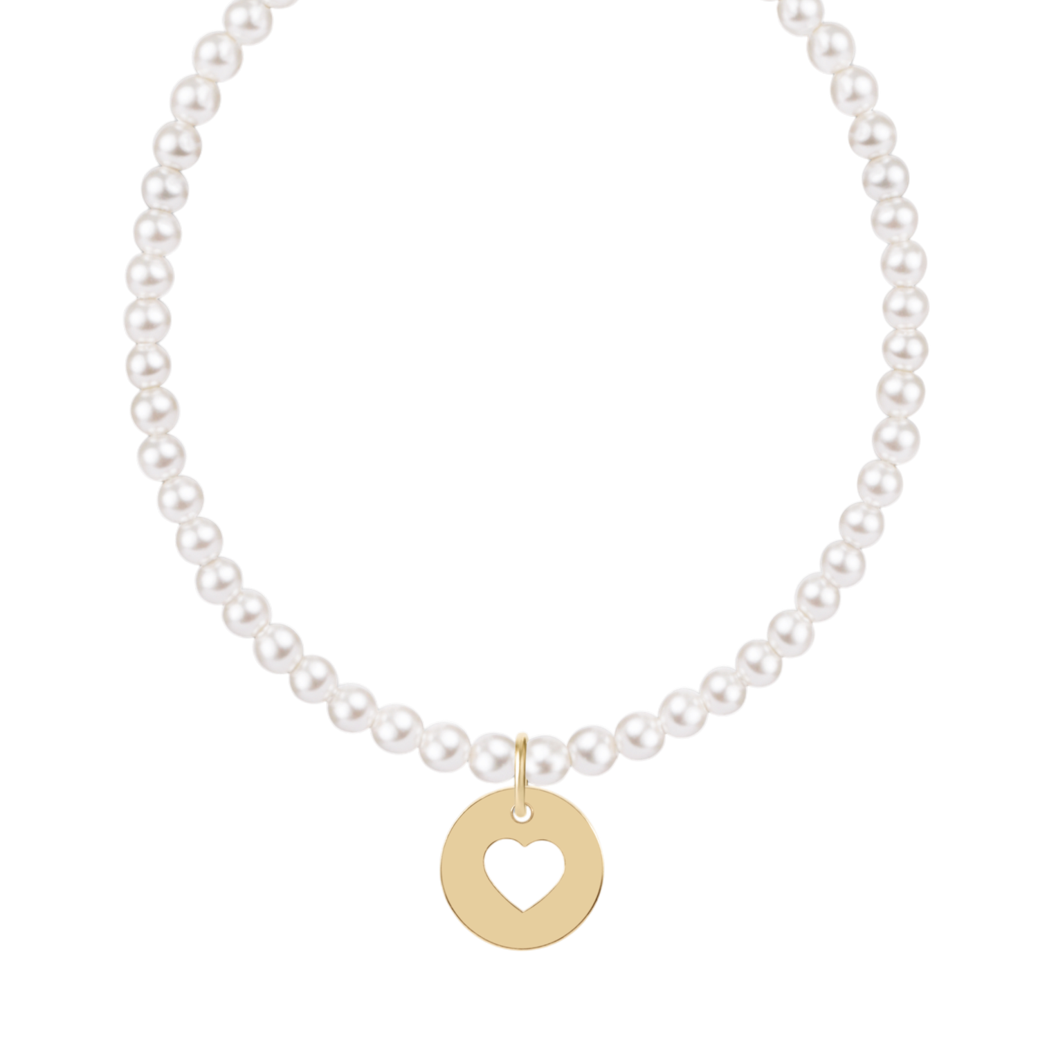 Pearl 3mm Bracelet Love Gold Disc
