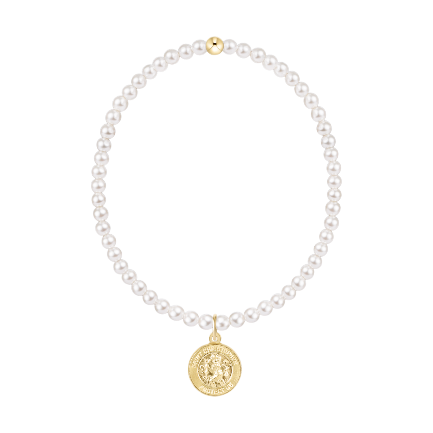 Pearl 3mm Bracelet Protection Gold Disc