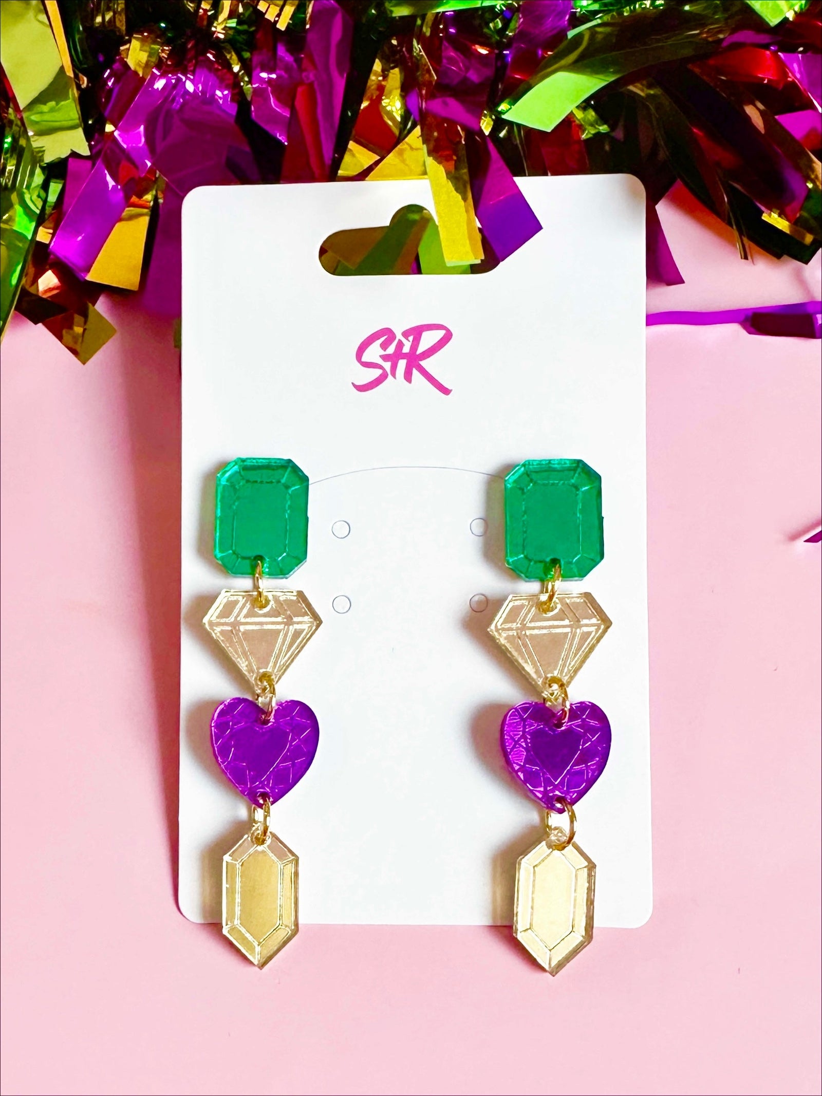 Mardi Gras Be A Gem Earring