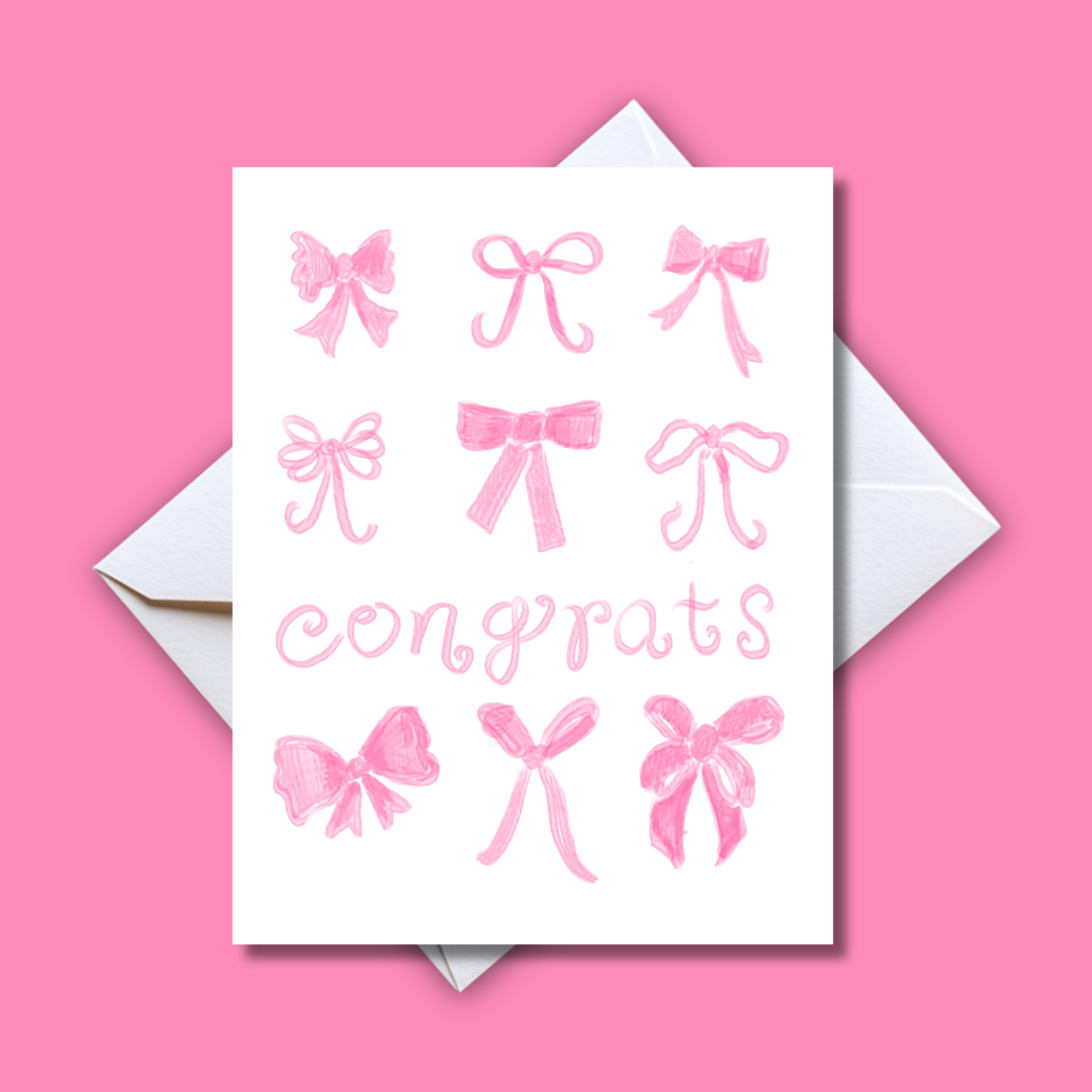 Pink Bow Greeting Card