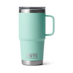 Product image of a YETI seafoam green Rambler 30 oz travel mug with an integrated handle clear MagSlider lid and stainless steel base