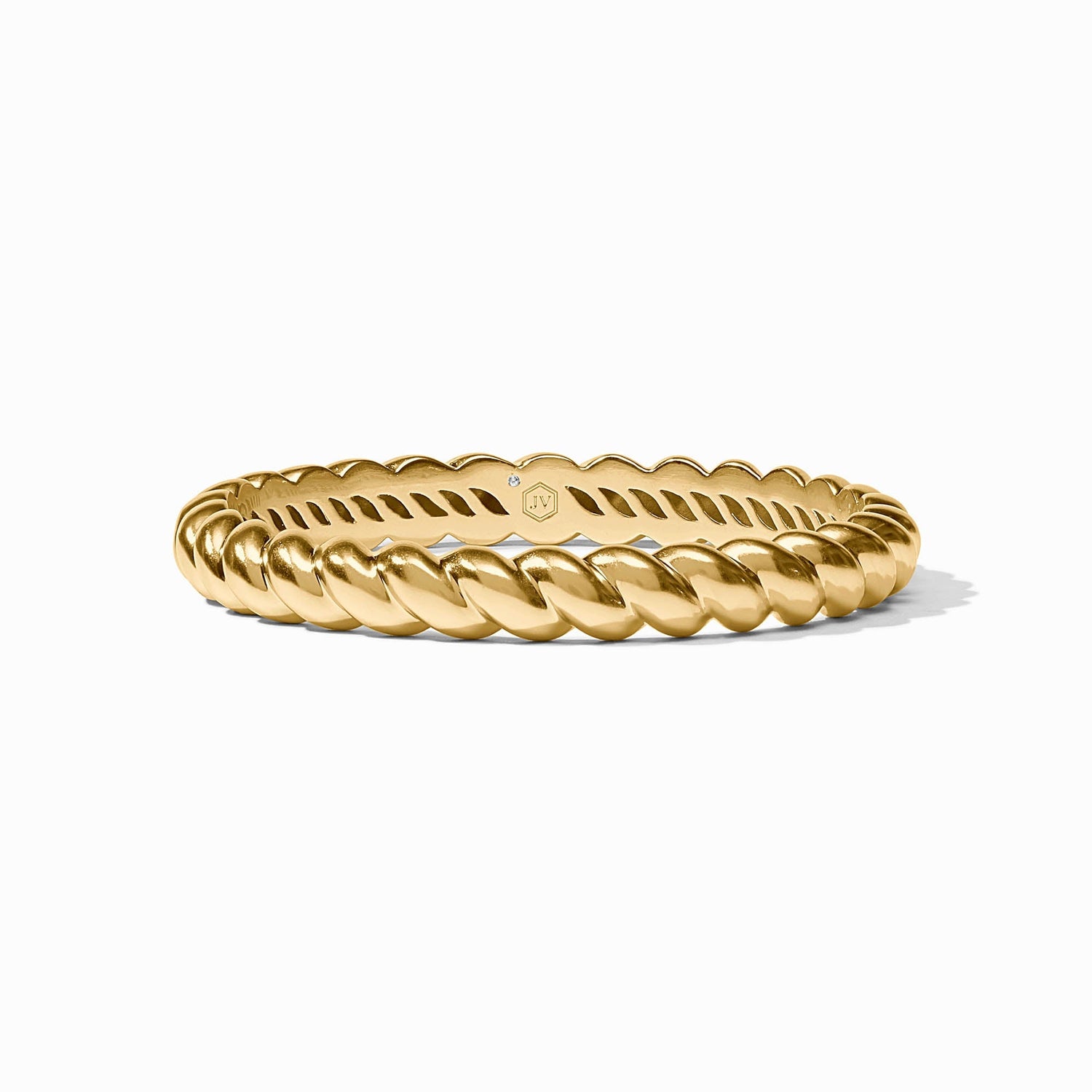 Gold twisted rope band ring with a small diamond accent