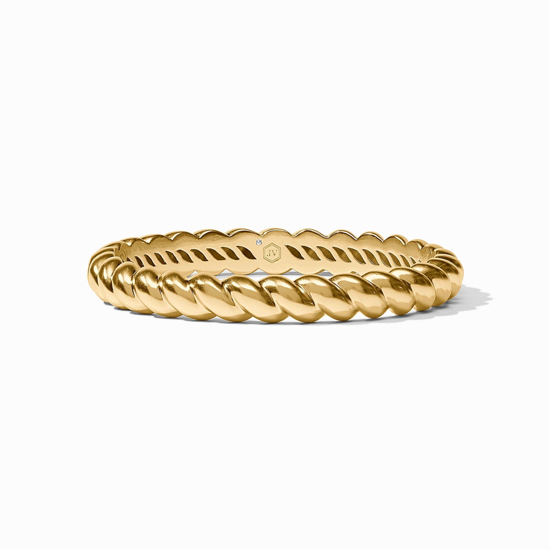 Gold twisted rope band ring with a small diamond accent