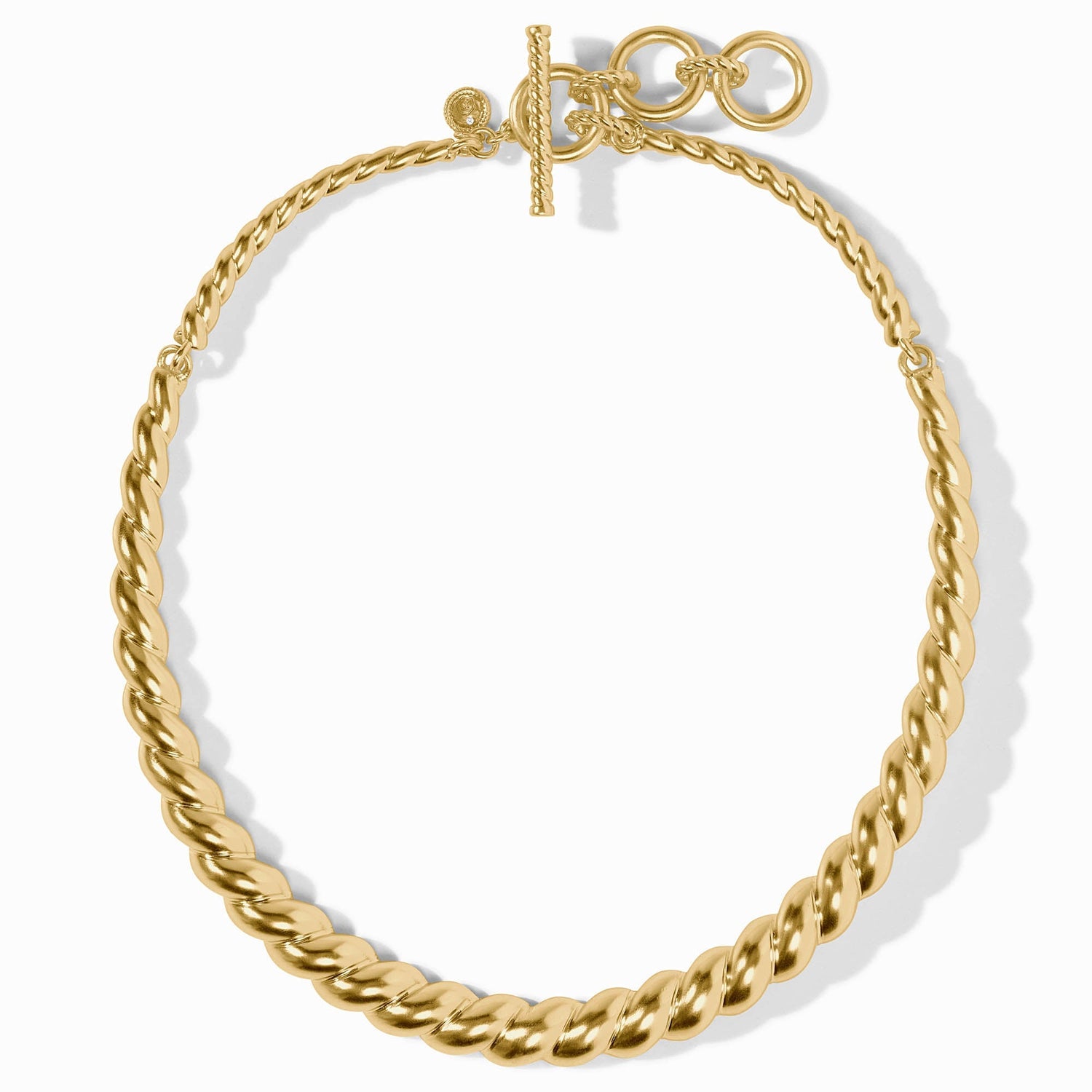 Gold twisted rope chain necklace with a toggle clasp