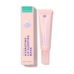 Patchology Rosé Lips Hydrating Lip Sleeping Mask in a light pink box with a green top band and purple Zz lips graphic, next to its matching pink tube on a white background