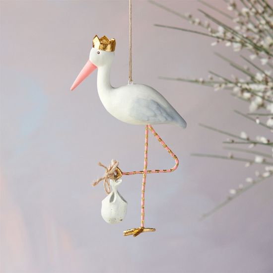 Royal Stork Ornament- Pink