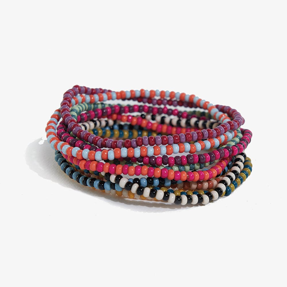 Sage Two Tone Set of 10 Stretch Bracelets Multicolor