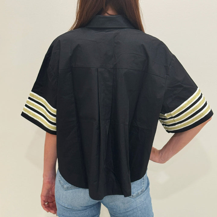 Saints Poplin Top (FINAL SALE)