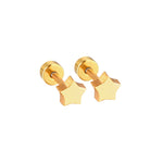 A pair of shiny gold star-shaped flat back stud earrings