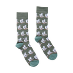 Green socks with boot pattern on a white background
