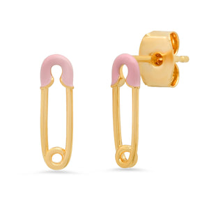 TAI - Pink Safety Pin Studs with Enamel Accents (FINAL SALE)