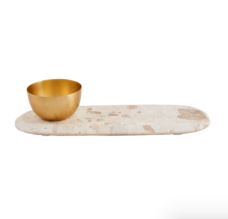 Tan Marble Tray & Tidbit Set